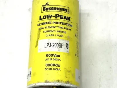 USED COOPER BUSSMANN LOW-PEAK TIME DELAY FUSE CLASS J 600VAC 200A