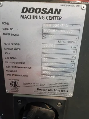2016 DOOSAN DNM 350/5AX Machining Centers, Vertical, (5-Axis or More) | Great American Equipment Company (13)