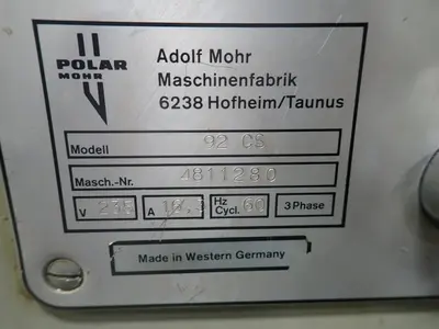 Used POLAR MOHR 92CS Paper Cutters Ohio US | HGR 24 #783578
