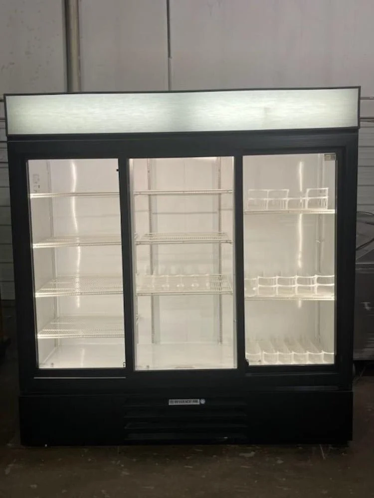 Used Beverage Air 2019 Beverage Air LumaVue 3 Glass Sliding Door Merchandising Cooler Refrigerator Display Refrigerators Illinois US | Falcon Restaurant Supply #1376452
