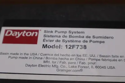 DAYTON 12F738 Sink Drain Pump System STOCK GF227