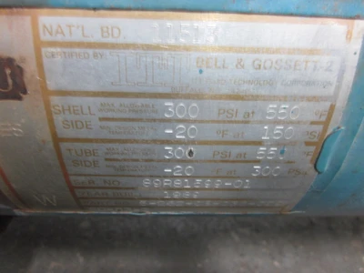 23.5 sq ft Bell & Gossett U-tube Shell and Tube Heat Exchanger