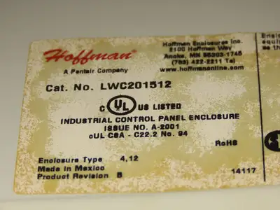 Hoffman LWC201512 Inline Enclosure 200x150x120mm w/5.87" x 2.31" Window