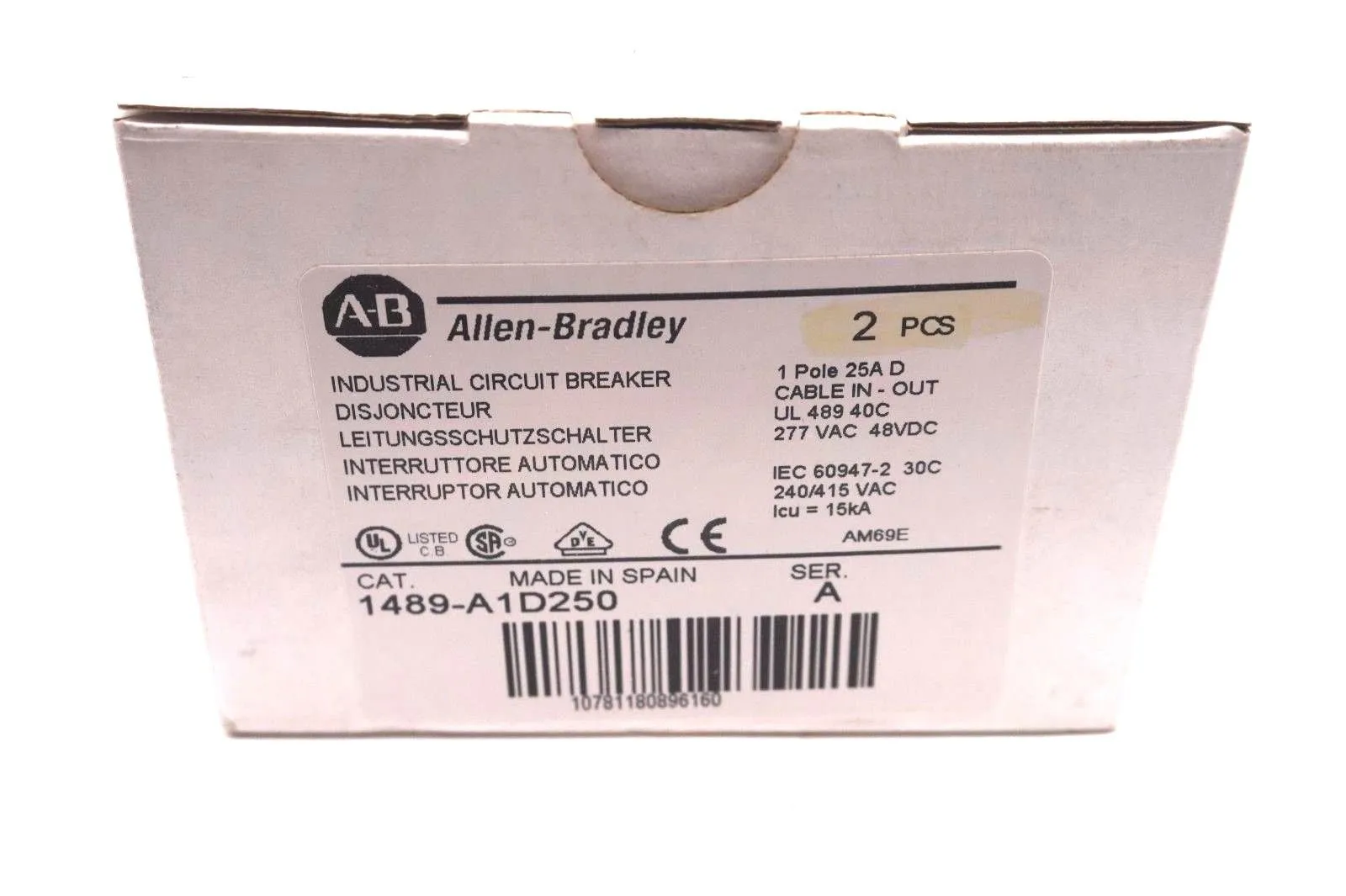 2 NEW ALLEN BRADLEY 1489-A1D250 CIRCUIT BREAKER SER.A 1489A1D250