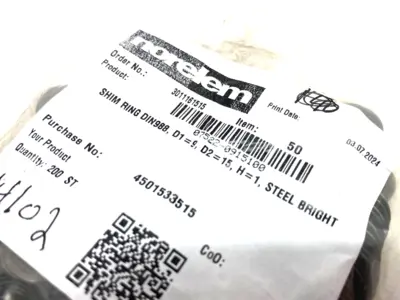 NEW NORELEM SHIM RING DIN988, D1=9, D2=15, H=1