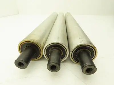 Aluminum Idler Conveyor Roller 1.9" Dia 49mm 18-7/8" Face 21-5/8"OAL  Lot of 3