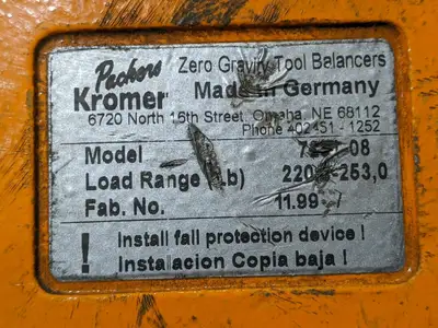 USED PACKER KROMER ZERO GRAVITY TOOL BALANCER 220-253 LBS