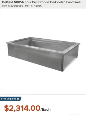 167-0164 Delfield N8056 Four Pan Drop-in Ice-Cooled Food Well