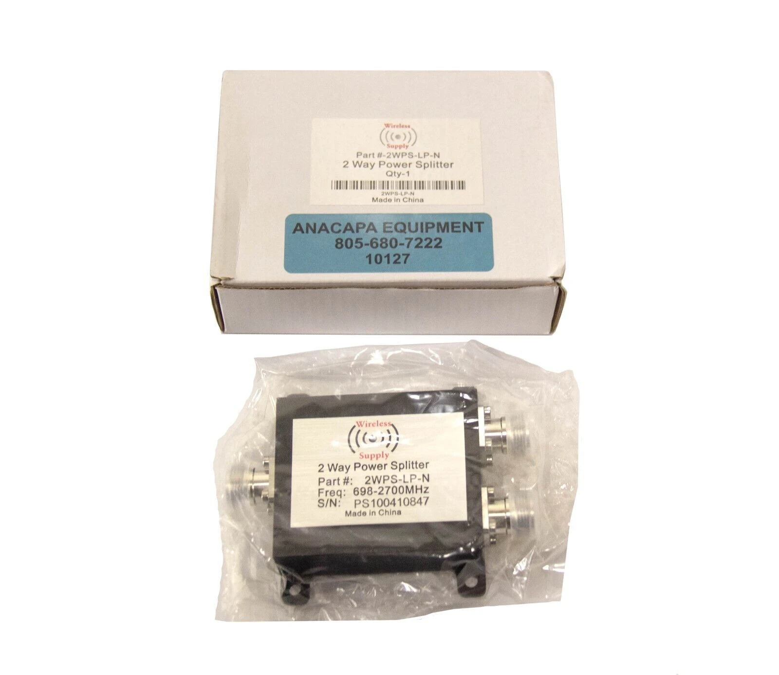 Wireless Supply 2WPS-LP-N 2 Way Power Splitter 698-2700 MHz Freq NEW (10127)R