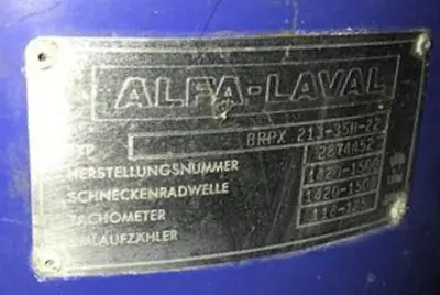 Alfa-Laval BRPX 213-35H-22 hermetic clarifier, SS.