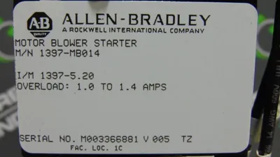 Allen Bradley 1397-MB014 Motor Blower Starter 1379-5.20 10HP Used