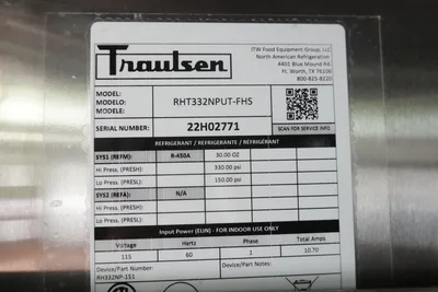 NEW TRAULSEN THREE SECTION SELF CONTAINED PASS-THRU REFRIGERATOR MODEL RHT332NPUT-FHS