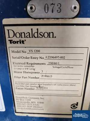 USED Donaldson Torit Donaldson Torit Vibra Shake Dust Collector