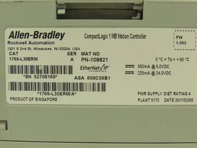 Allen Bradley 1769-L30ERM CompactLogix Motion Controller 1MB Ethernet IP Ser A