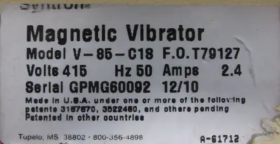 USED SYNTRON V-85-C18 MAGNETIC VIBRATOR V85C18