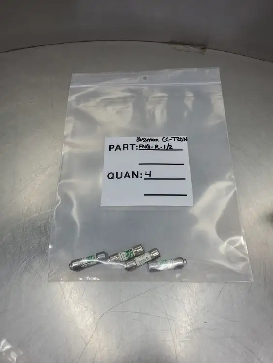 Used Bussmann FNQ-R-1/2 CC-Tron Fuse, 600VAC, 1/2A, Lot of 4 Fuses | Palmetto Automation #1155944