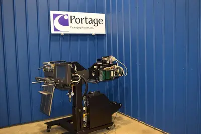 USED AUTOMATED PACKAGING SYSTEMS AB180 W/PI-412C PRINTER