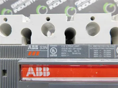 ABB S3N Molded Case Switch 4 Pole 150A 600VAC 600VDC Sace S3 50/60Hz Used