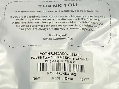NEW INSTEN MALE USB TYPE A / MALE RJ45 ETHERNET CONNECTOR LOT OF 2