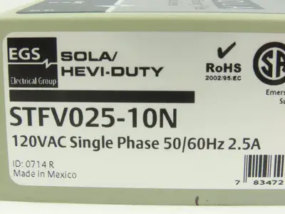 Sola/Hevi-Duty STFV025-10N Active Tracking Filter STFV Plus Series 120VAC