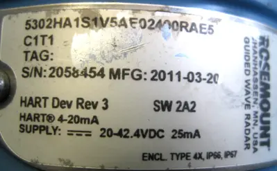 USED Rosemount 5302 HA1S1V5AE02400RAE5C1T1
