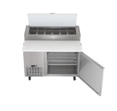 Magic Chef 13.8 CU. FT. SINGLE DOOR COMMERCIAL PIZZA PREP FREEZERLESS REFRIGERATOR IN STAINLESS STEEL