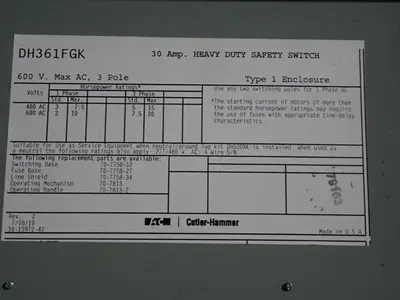 Eaton 30 A Heavy Duty Switch