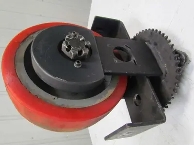 08300-11-24 1" bore caster wheel 9-7/8" OD w/steering sprocket and bracket