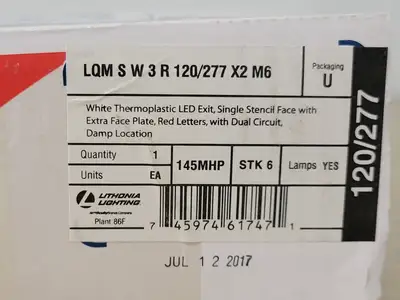 NEW LITHONIA LIGHTING LQM S W 3 R 120/277 X2 M6