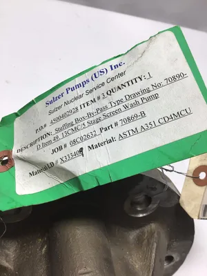 Sulzer X333409/70869-B Stuffing Box By Pass Type Flanged Thru Hub