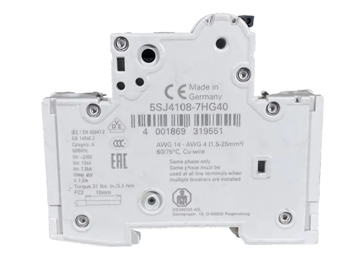 Used Siemens 5SJ4108-7HG40 Circuit Breakers California US | Heavy Wall Consulting #1310644