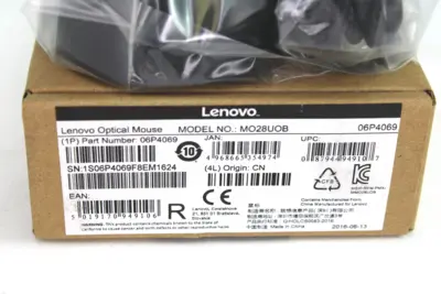 Lenovo Optical Mouse MO28UOB, 3-Button Wired USB