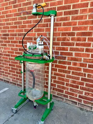 Used CHEMGLASS 50 LITER JACKETED GLASS REACTOR W/ CHEMGLASS AIR DRIVEN STIRRER MOTOR Reactors California US | Equipment Lab #1281329