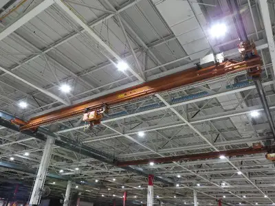 Cleveland Tramrail P&H 3 Ton Single Girder Underhung Bridge Crane 45' 10" Span