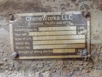 42,000 LBS X 48" CRANEWORKS HEAVY DUTY SPREADER BAR / LIFTING BEAM: STOCK #19326