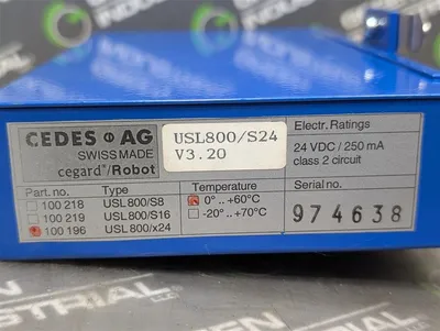 CEDES AG 100196 USL800/S24 cegard/Robot Light Curtain Controller V3.20 Used