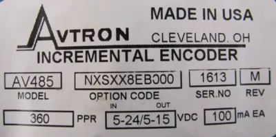 NEW AVTRON AV485 INCREMENTAL ENCODER AV485-NXSXX8EB000