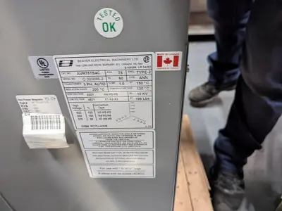 USED BEAVER ELECTRICAL MACHINERY AVR75TS4C