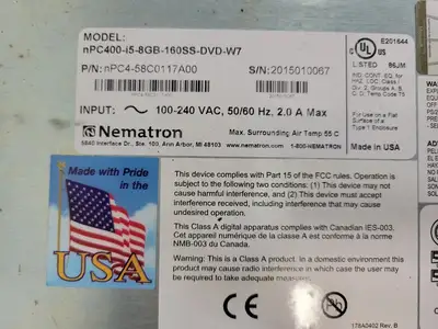 USED NEMATRON NPC400-I5-8GB-160SS-DVD-W7