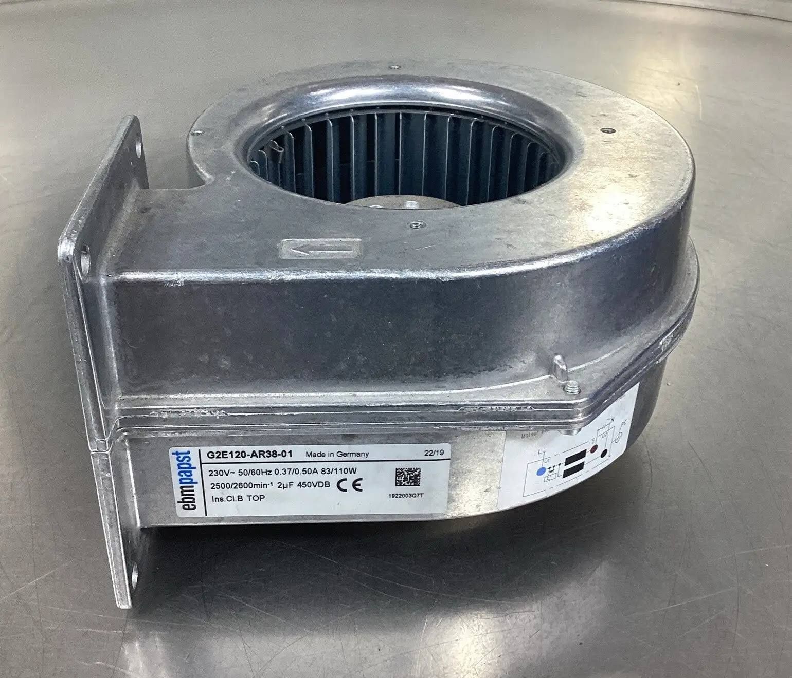 EBMPAPST G2E120-AR38-01 230VAC 83/110W 0.37/0.50A Centrifugal Fan 6E-20
