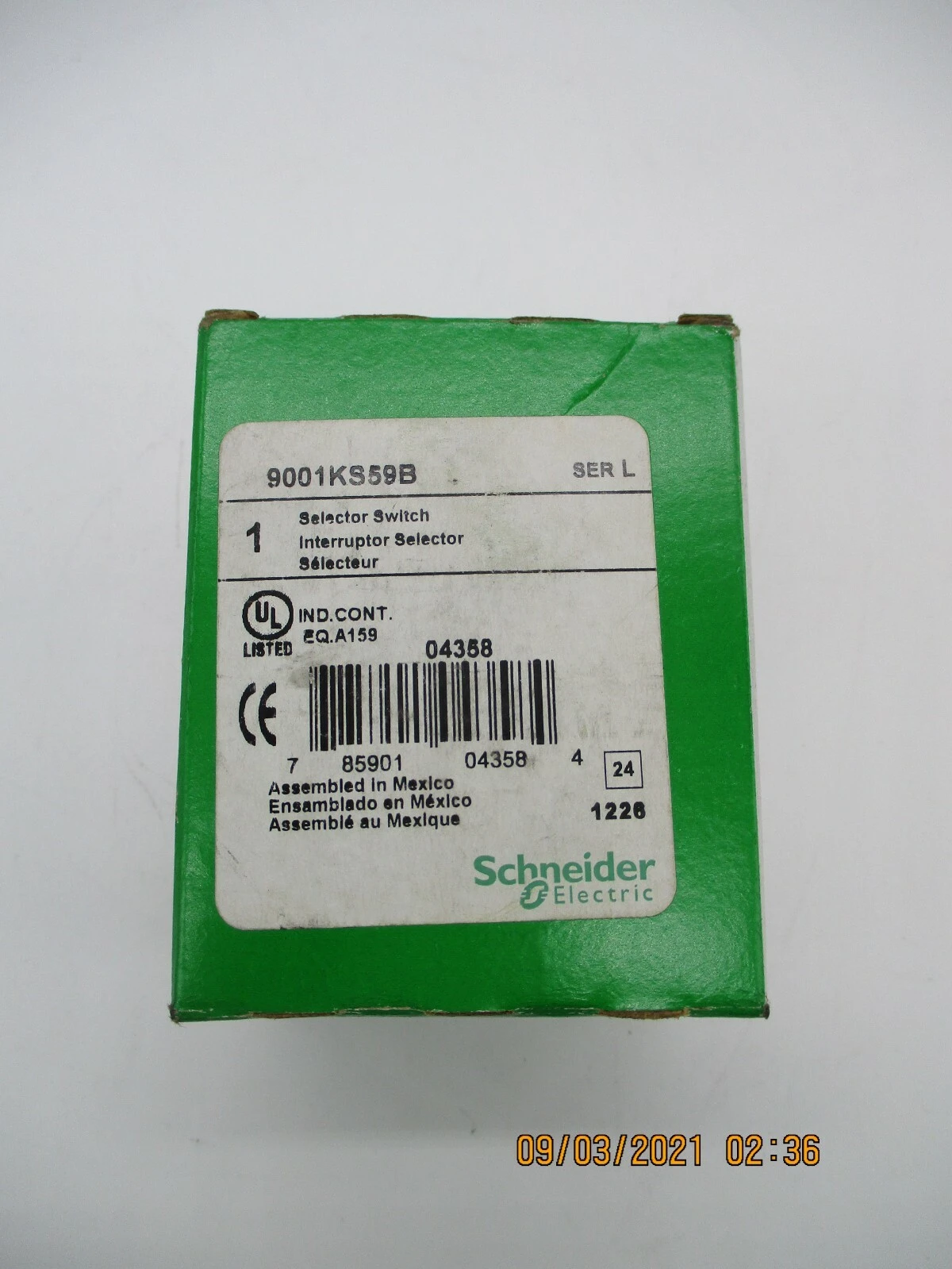 Schneider Electric New, Open Box 900KS59B SER L Selector Switch