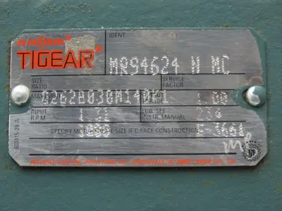Dodge Tigear Q262B030M140K1 Worm Gearbox 30:1 Reducer 58rpm 1.3Hp 140TC LH
