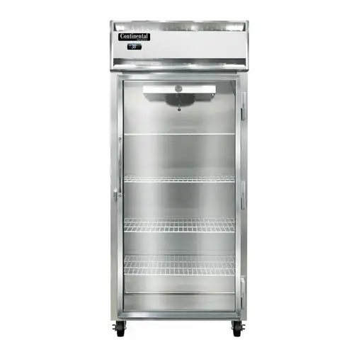Continental 1RXNSSGD 36 1/4" One Section Reach In Refrigerator, (1) Right Hinge Glass Door, Top Compressor, 115v