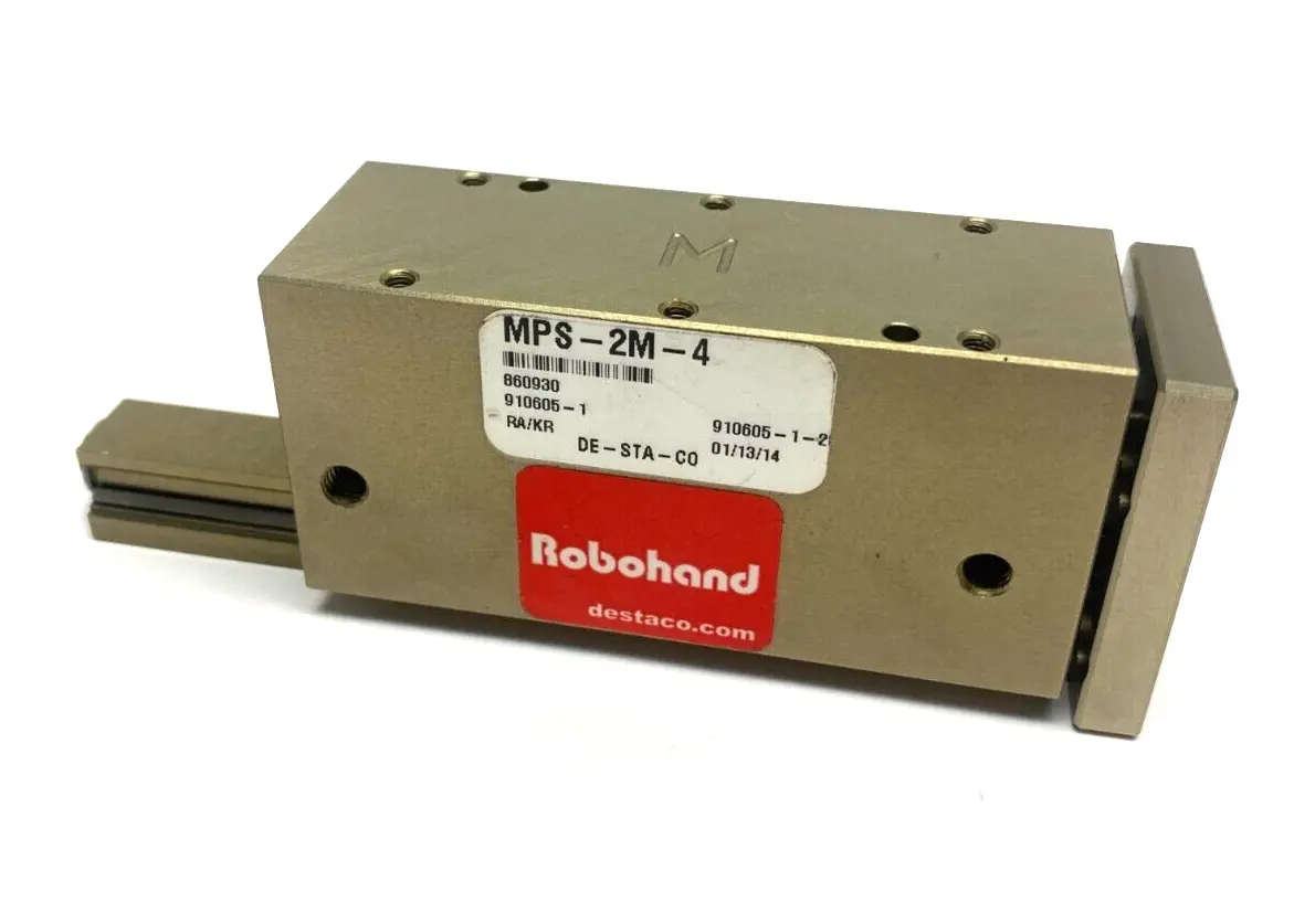 USED DESTACO ROBOHAND MINIATURE DUAL-V ROLLER BEARING SLIDE