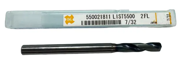 OSG 7/32" Solid Carbide Drill WD1 Coated 2 Flute Coolant Thru