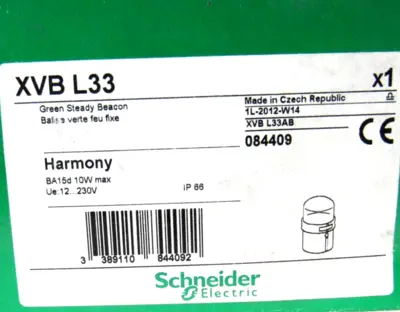NEW SCHNEIDER ELECTRIC XVBL33 GREEN STEADY BEACON