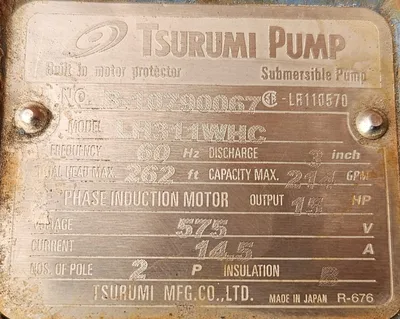 Used TSURUMI LH311 – WHC Submersible Pumps Saskatchewan CA | Certified Sales and Rentals #1637848