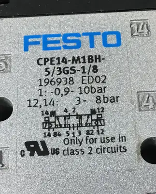 FESTO CPE14-M1BH-5/3GS-1/8 196938 Solenoid Valve + (2) 663523 Coils 24VDC 6B