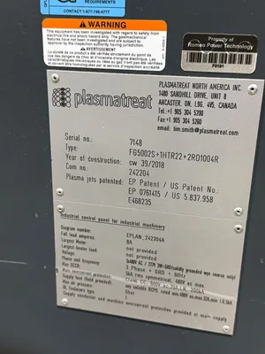 USED 2018 PLASMATREAT FG5002S+1HTR22+2RD1004R
