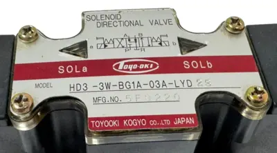 NEW TOYOOKI KOGYO HD3-3W-BG1A-03A-LYD2S SOLENOID DIRECTIONAL VALVE